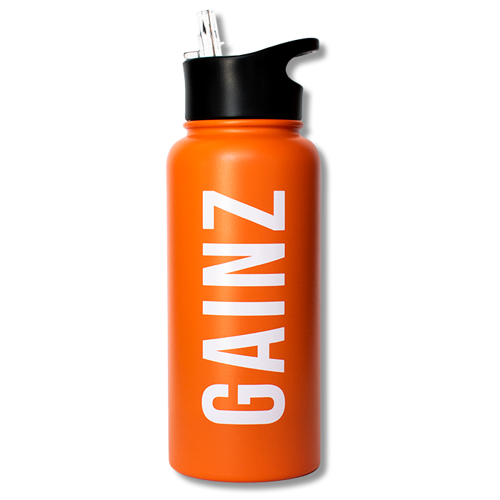 Gainz Box Stainless Steel Water Bottle w/ Straw